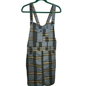 Like An Angel Plaid Overall‎ Dress Women's Extra Large Blue Yellow Casual